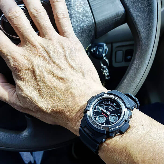 Casio Casio G-Shock AW-590-1ADR (AW-590-1A), g-shock япония мужские часы на браслете пластик боковой вид