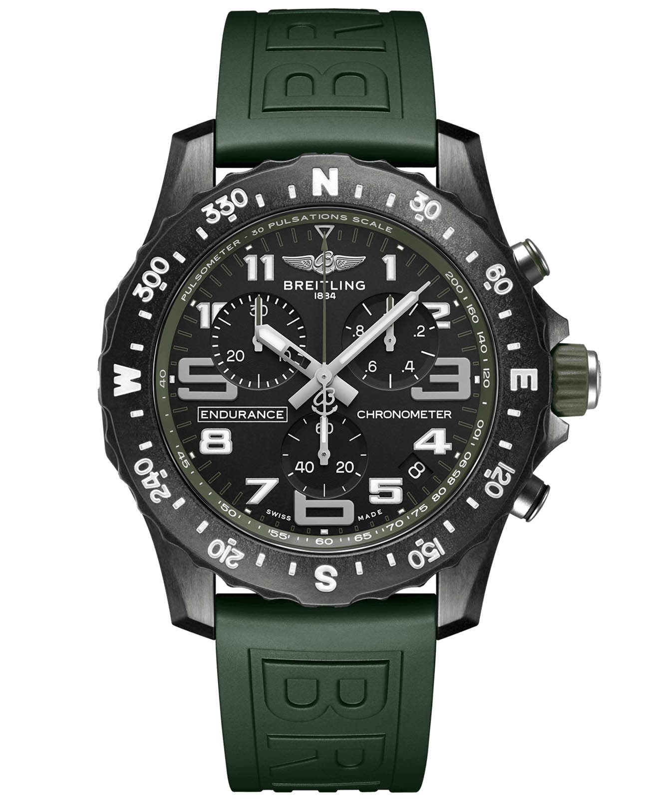 Breitling Breitling Endurance Pro X82310D31B1S1  X82310D31B1S1 кварцевые мужские часы черный циферблат, браслет каучук — вид спереди