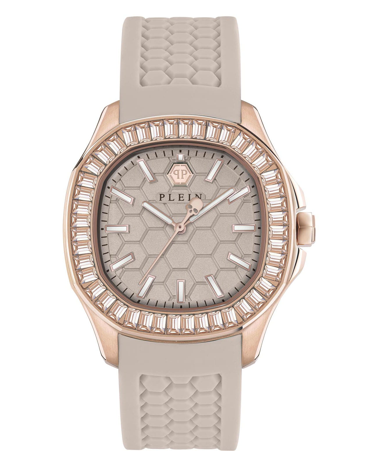 Philipp Plein Philipp Plein Plein Philipp PWTAA0423  PWTAA0423 кварцевые женские часы бежевый циферблат, браслет силикон — вид спереди