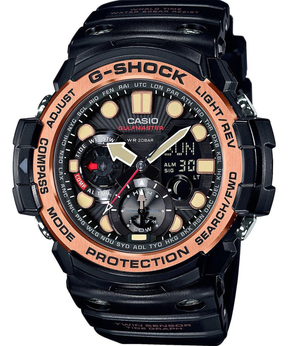 Casio Casio G-Shock GN-1000RG-1A  GN-1000RG-1A электронные мужские часы черный циферблат, браслет пластик — вид спереди