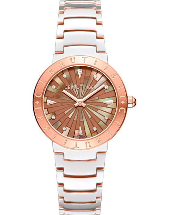 Cerruti 1881 Cerruti 1881 Filiano CIWLG0073803  CIWLG0073803 кварцевые женские часы коричневый циферблат, браслет нержавеющая сталь с ip-покрытием — вид спереди