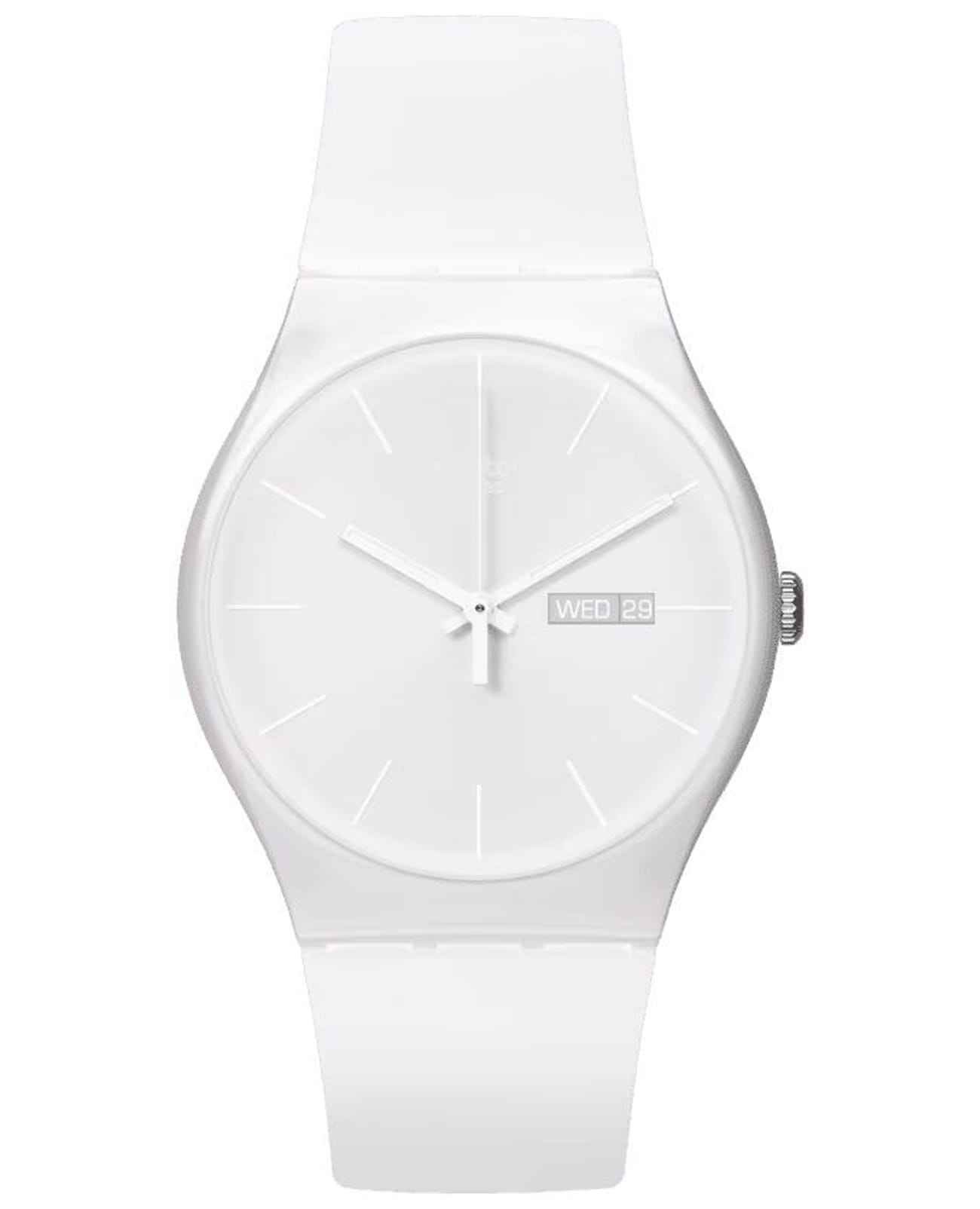 Swatch Swatch New Gent Biosourced SO29W704-S14  SO29W704-S14 кварцевые мужские часы белый циферблат, браслет силикон — вид спереди