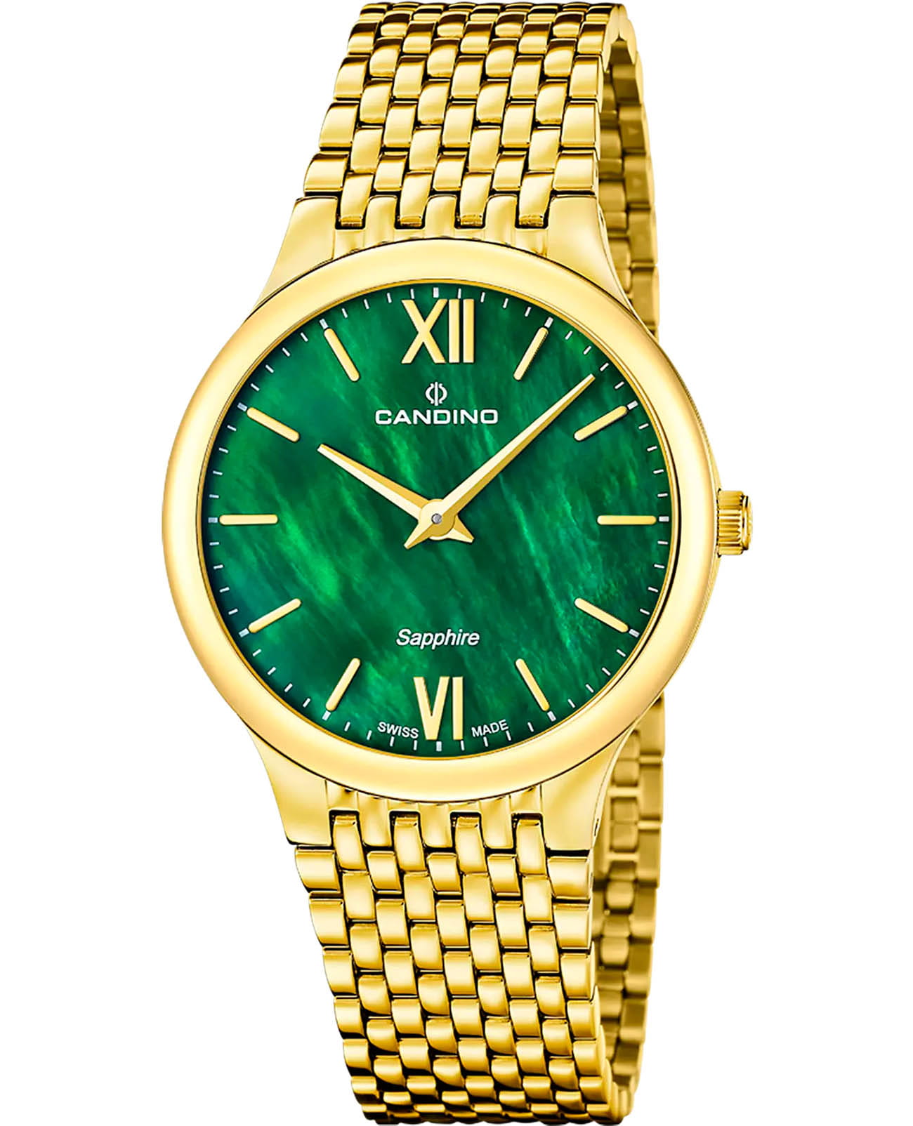 Candino Candino Series 1947 C4790/3  C4790/3 кварцевые мужские часы зеленый циферблат, браслет нержавеющая сталь с pvd-покрытием — вид спереди