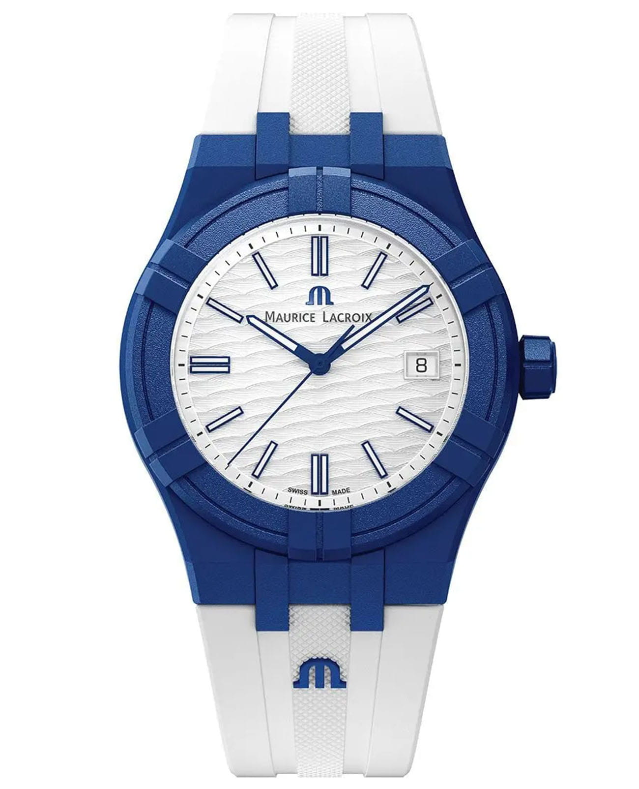 Maurice Lacroix Maurice Lacroix Aikon Tide AI2008-BBB11-300-0  AI2008-BBB11-300-0 кварцевые мужские часы белый циферблат, браслет каучук — вид спереди