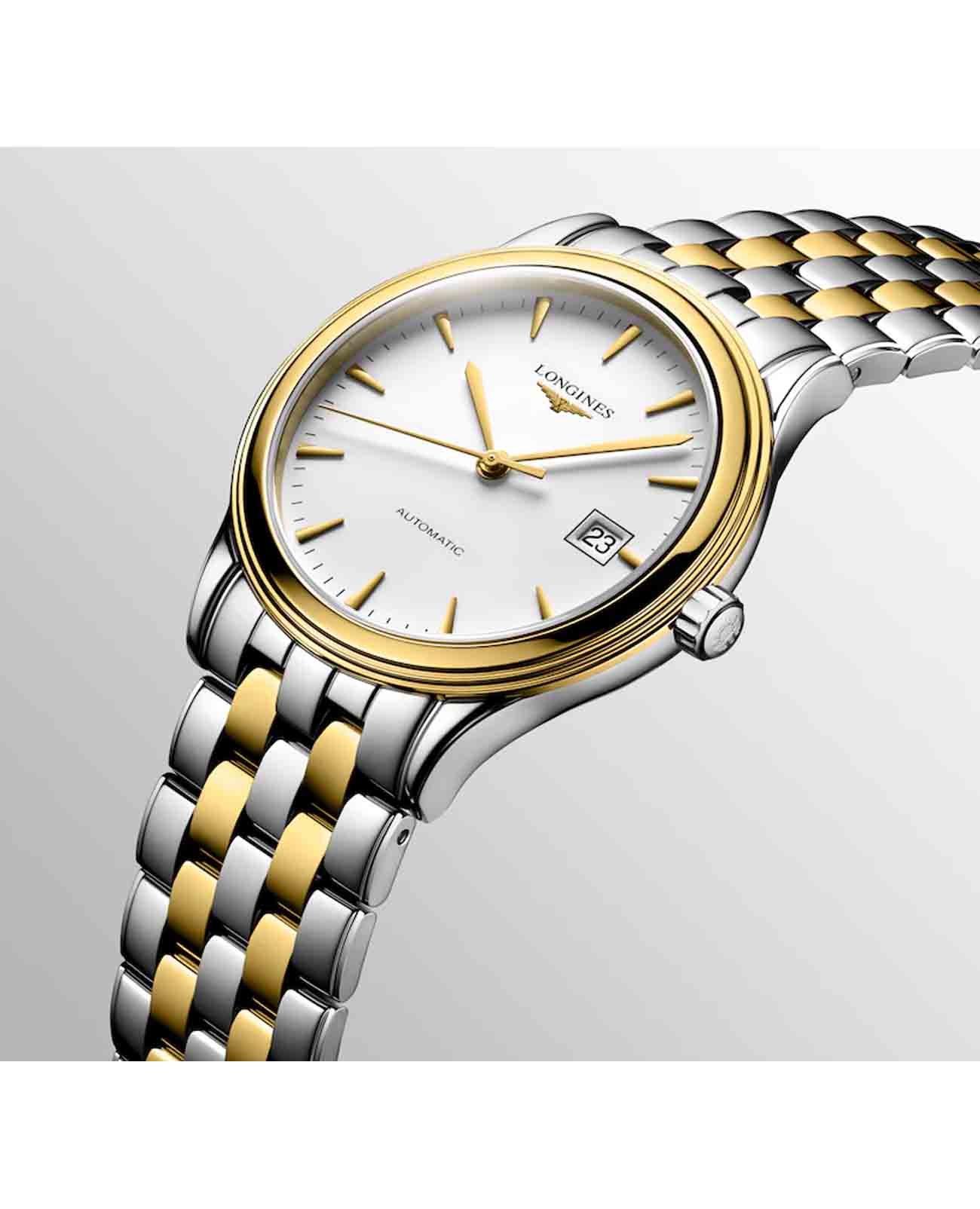 Longines Longines Flagship L4.974.3.22.7 механические женские часы часы крупный план белый циферблата