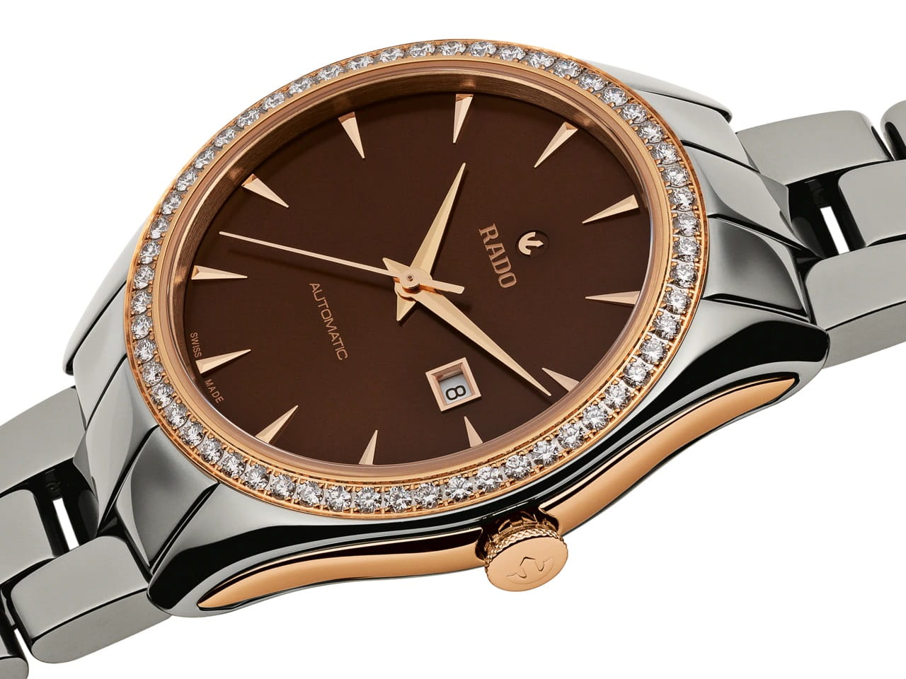 Rado Rado Hyperchrome Automatic Diamonds R32523702, hyperchrome швейцария женские часы на браслете высокотехнологичная плазменная керамика + ceramos™ боковой вид