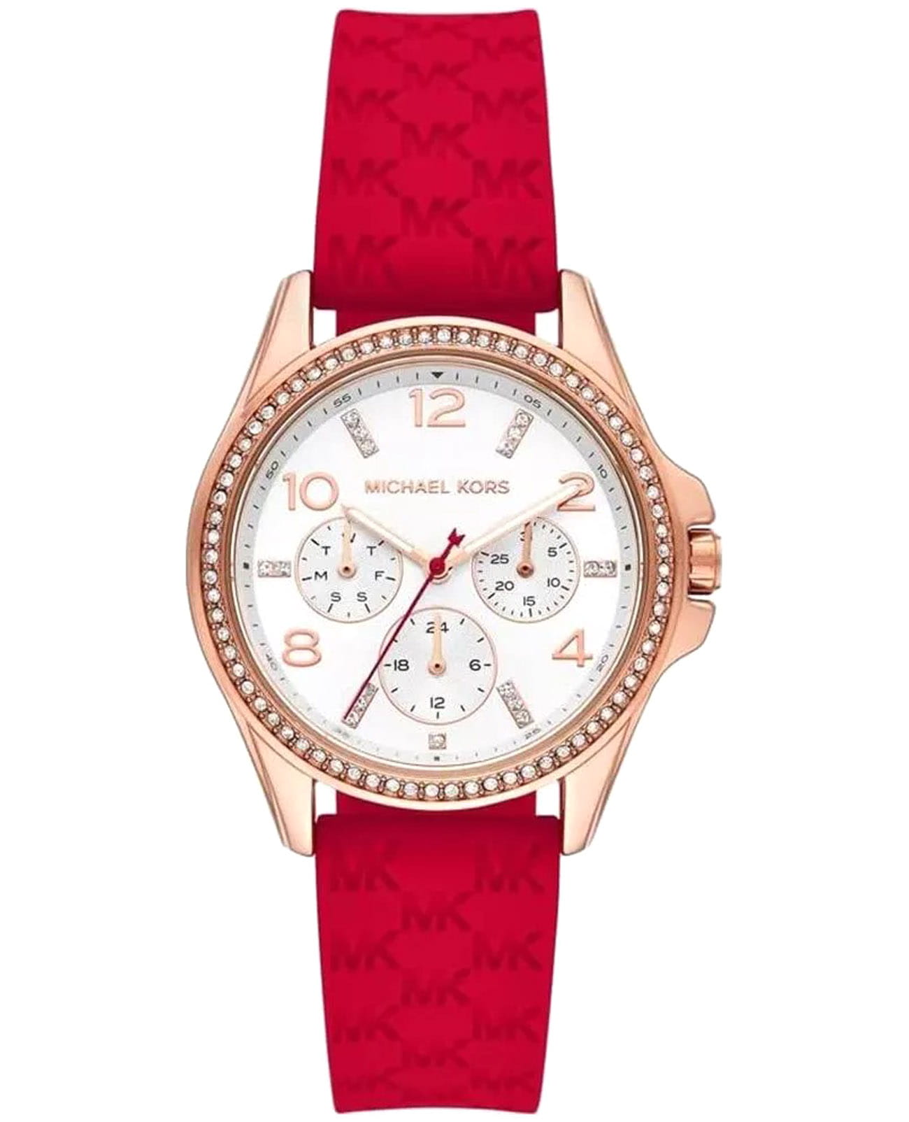 Michael Kors Michael Kors Pilot MKO1005  MKO1005 кварцевые женские часы белый циферблат, браслет силикон — вид спереди