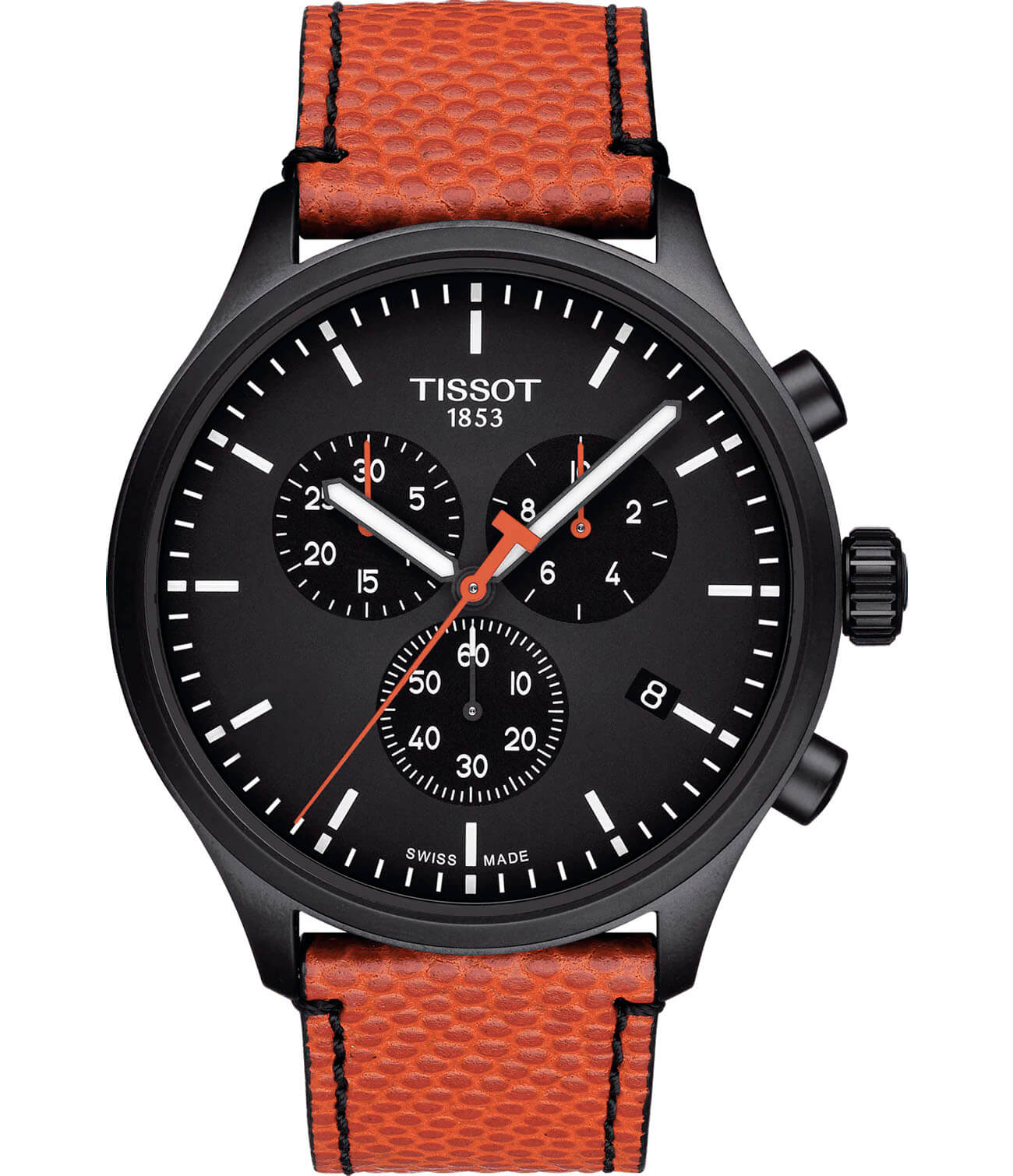 Tissot Tissot Chrono XL NBA Collector T116.617.36.051.08 Chrono XL T1166173605108 кварцевые мужские часы черный циферблат, браслет кожаный — вид спереди