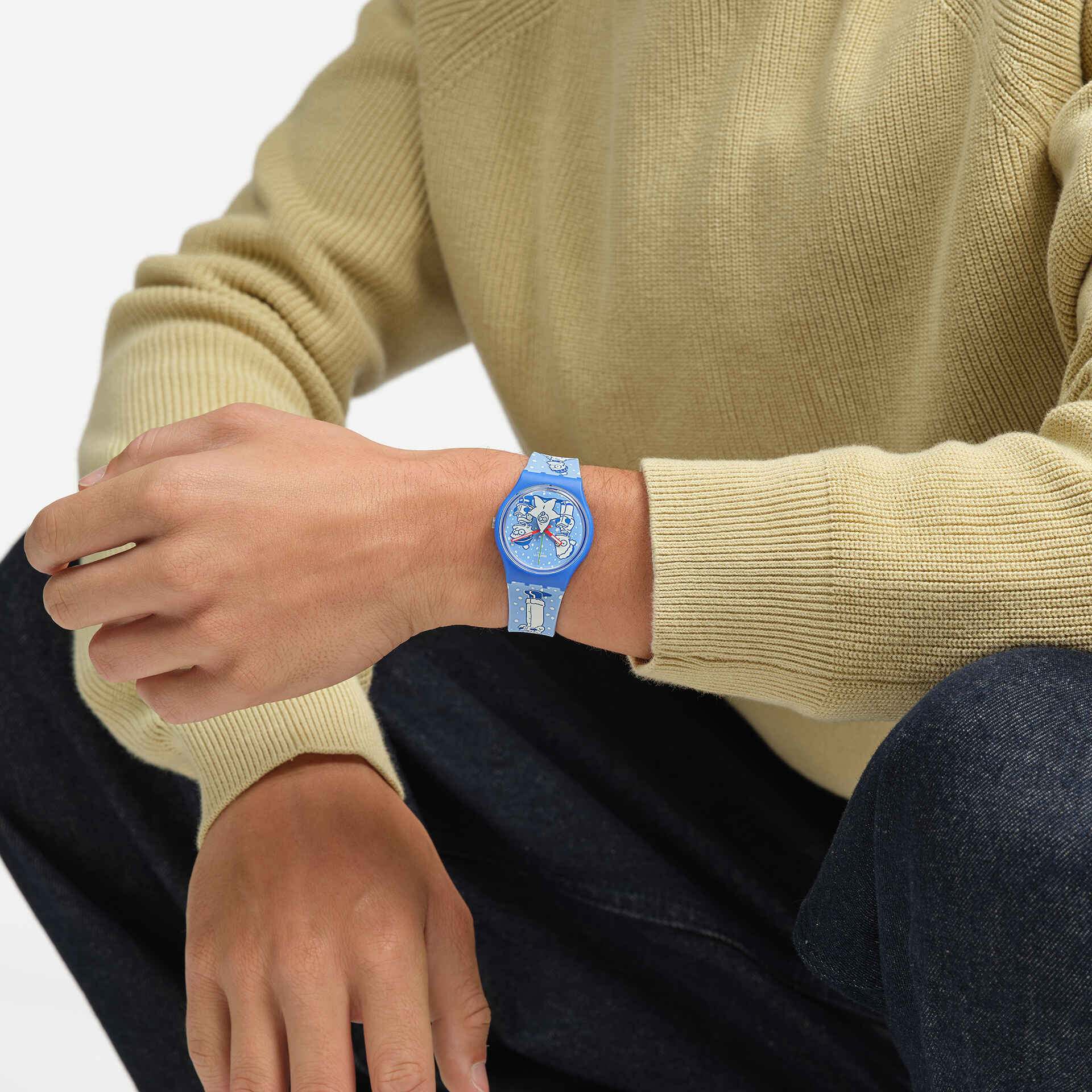 Swatch Swatch Gent Biosourced Standart SO28Z126 кварцевые женские часы часы крупный план синий циферблата