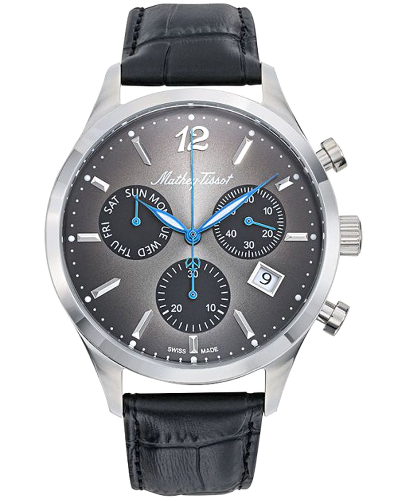 Mathey-Tissot Mathey-Tissot Urban H411CHALN  H411CHALN кварцевые мужские часы серый циферблат, браслет кожаный — вид спереди