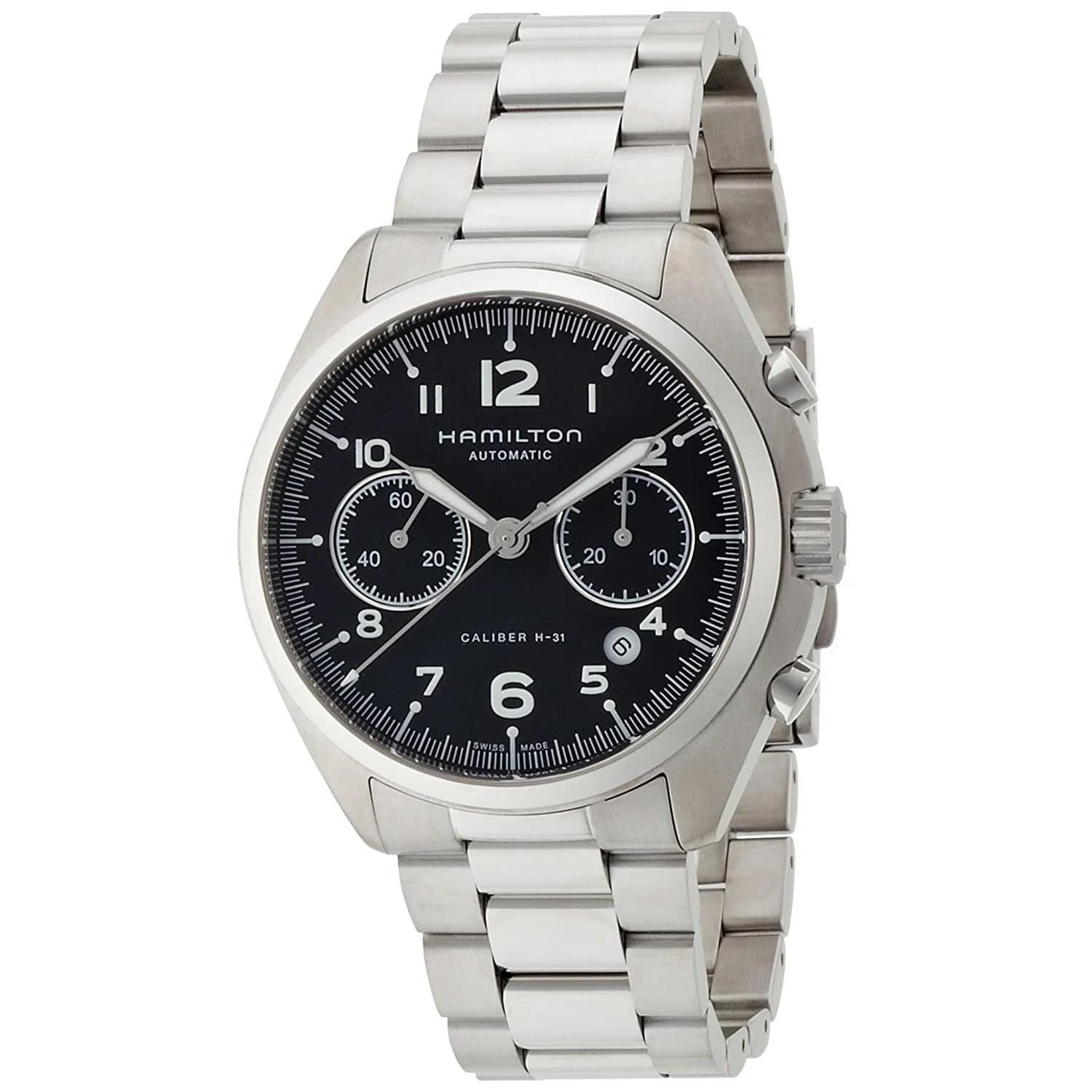 Hamilton Hamilton Khaki Aviation Pilot Pioneer Auto Chrono H76416135 мужские часы черный циферблат на запястье
