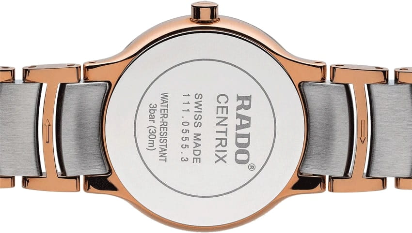 Rado Rado Centrix Diamonds R30555743, centrix швейцария женские часы на браслете сталь + pvd + керамика боковой вид