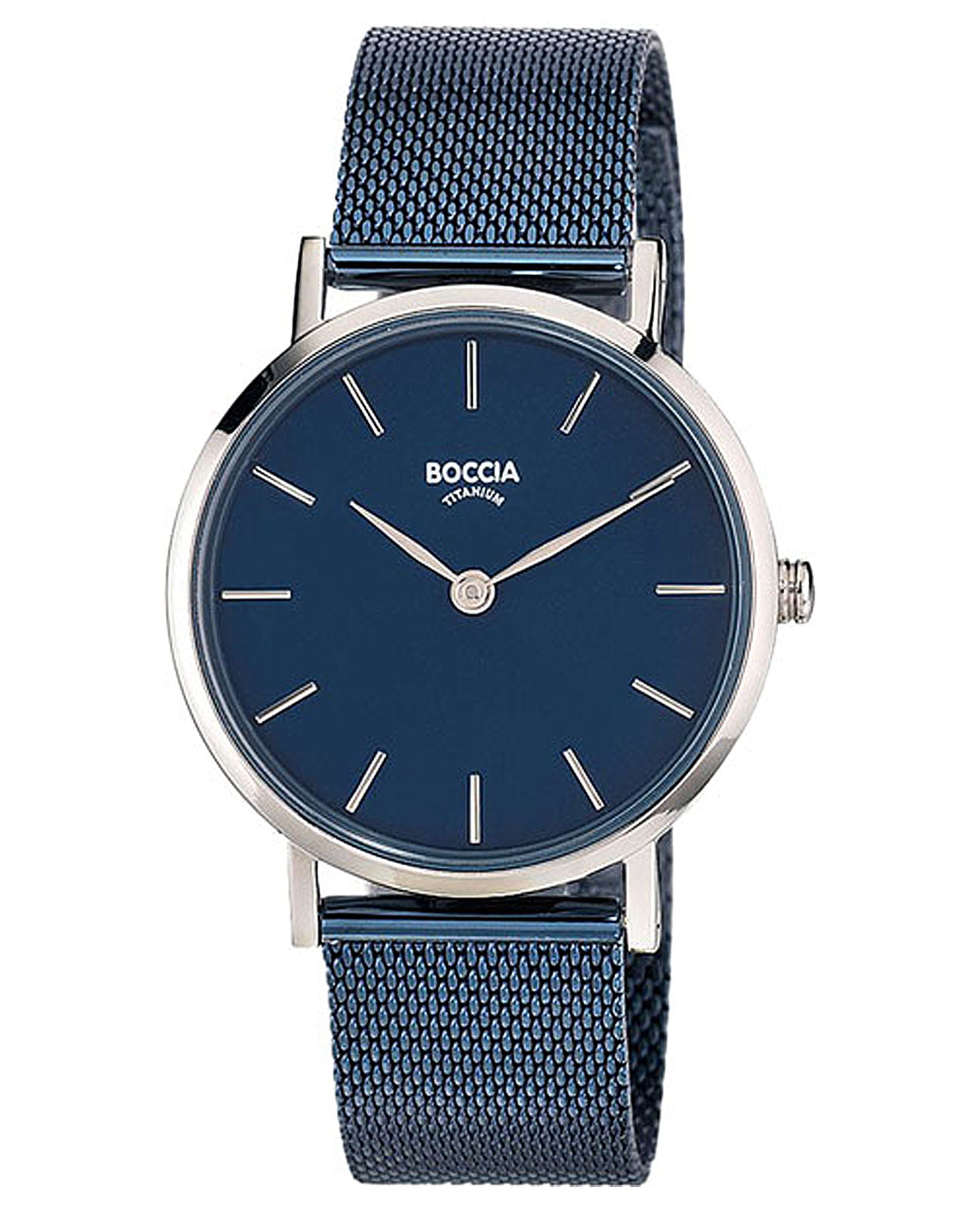 Boccia Titanium Boccia Titanium Circle-Oval 3281-07  3281-07 кварцевые женские часы синий циферблат, браслет титановый c pvd покрытием — вид спереди