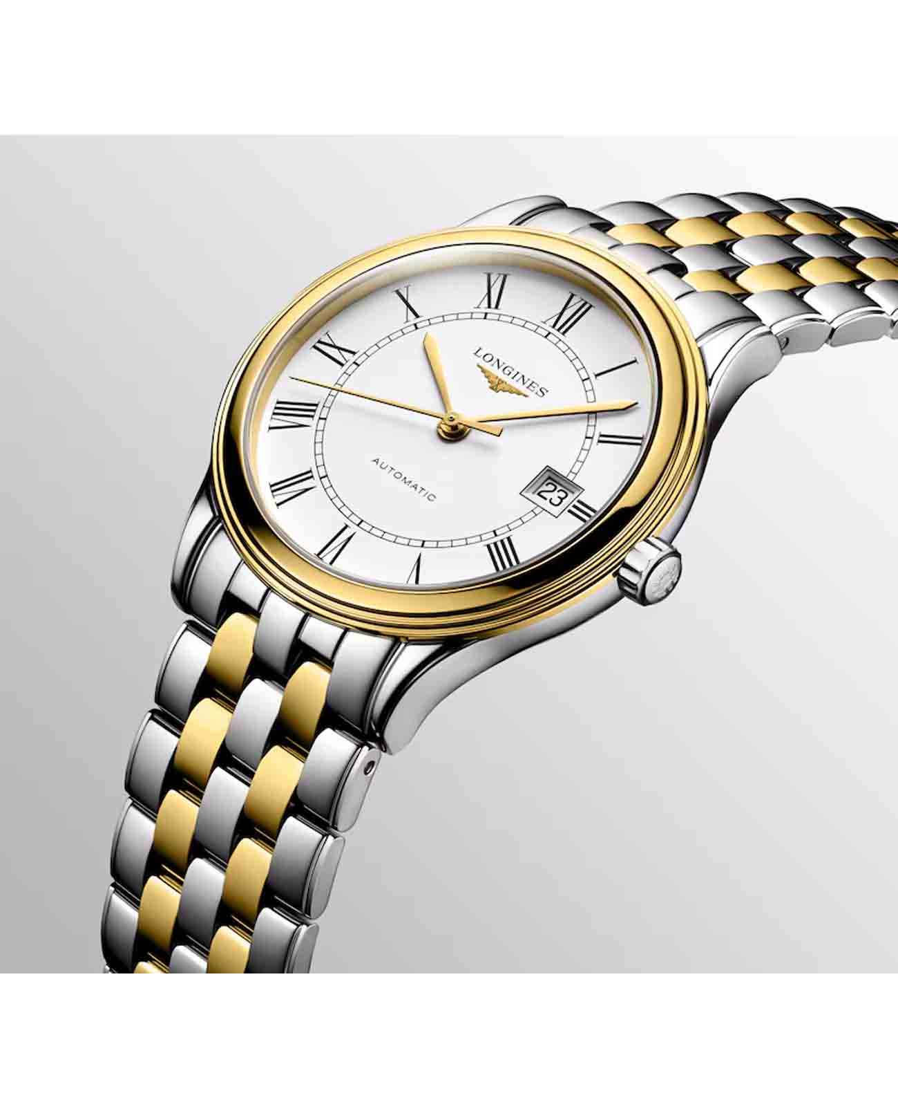 Longines Longines Flagship L4.974.3.21.7 механические женские часы часы крупный план белый циферблата