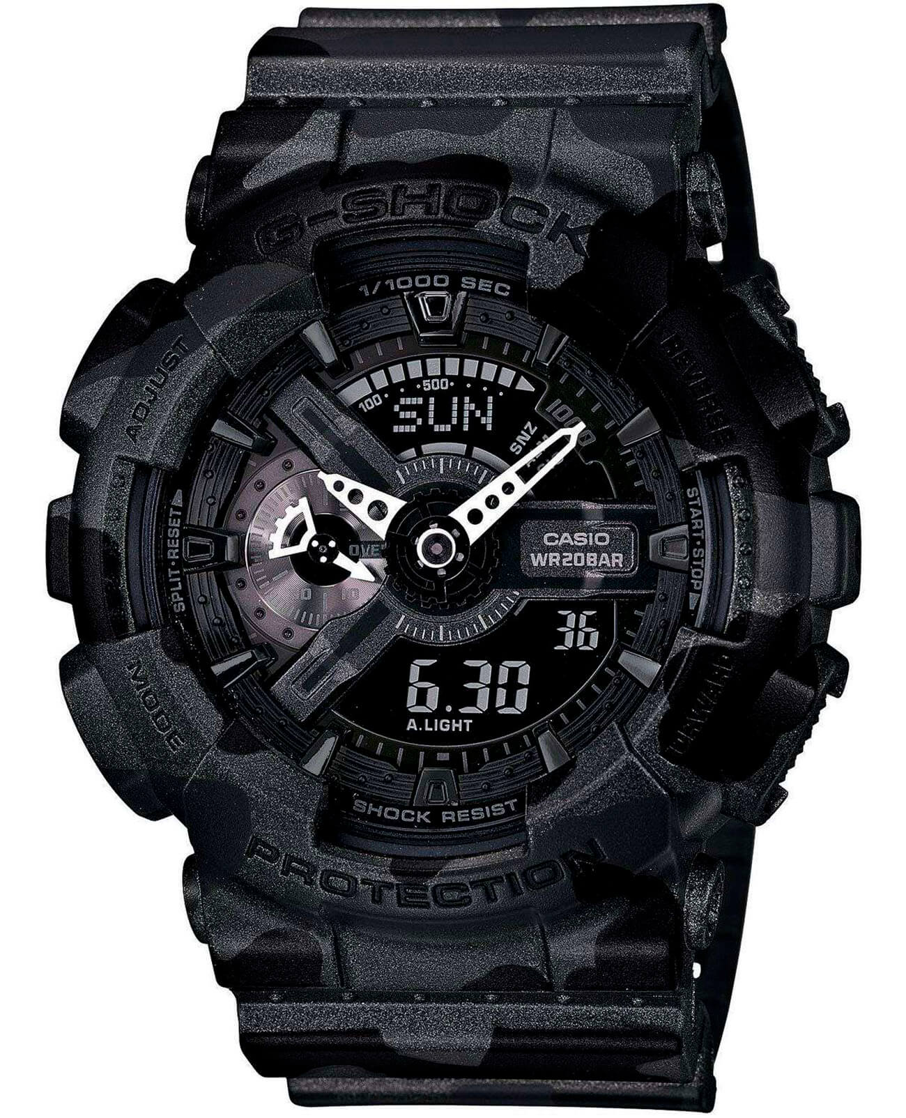 Casio Casio G-Shock GA-110CM-1A GA-110 GA-110CM-1A электронные мужские часы черный циферблат, браслет пластик — вид спереди