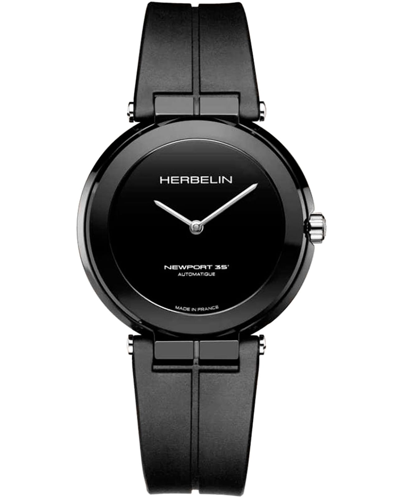 Herbelin Herbelin Newport 1325CRN04  1325CRN04 механические мужские часы черный циферблат, браслет каучук — вид спереди