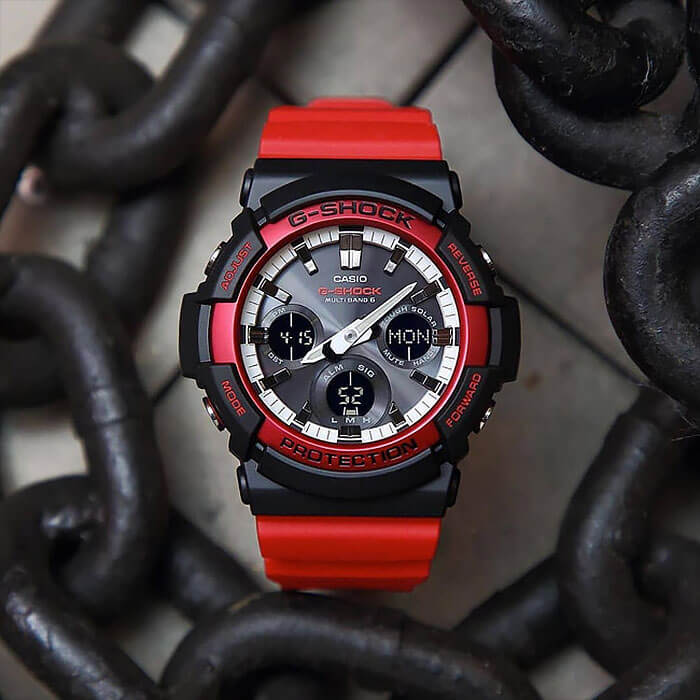 Casio GAW-100RB-1AER мужские часы застежка крупным планом