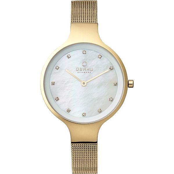 Obaku Obaku V173LXGGMG  V173LXGGMG автокварц (кинетик) женские часы перламутровый циферблат, браслет сталь с ip покрытием — вид спереди