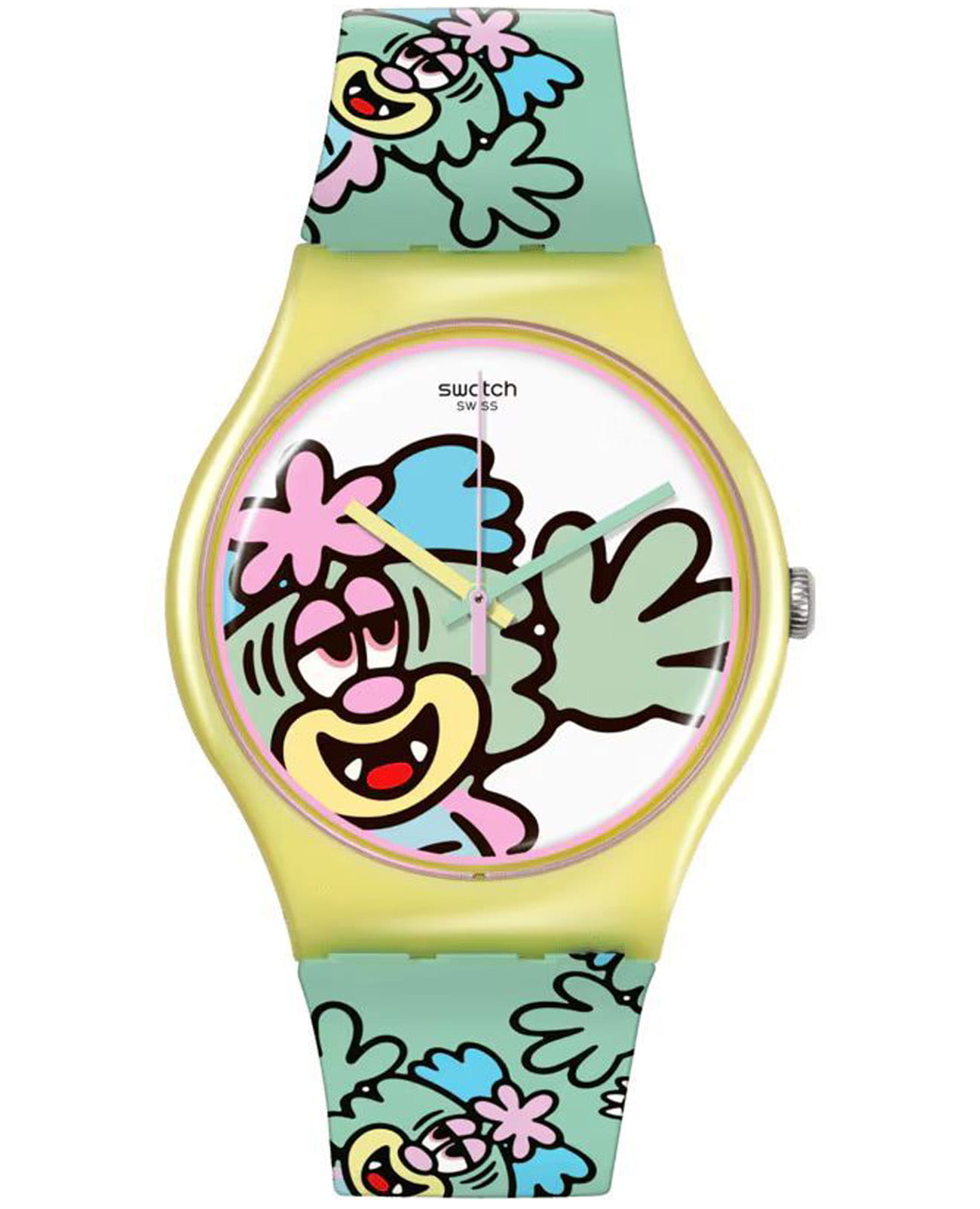 Swatch Swatch New Gent Biosourced SO29Z140  SO29Z140 кварцевые мужские часы цветной циферблат, браслет силикон — вид спереди