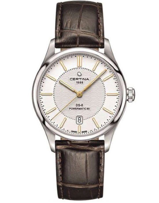 Certina Certina C033.407.16.031.00  C0334071603100 механические мужские часы бежевый циферблат, браслет кожаный — вид спереди