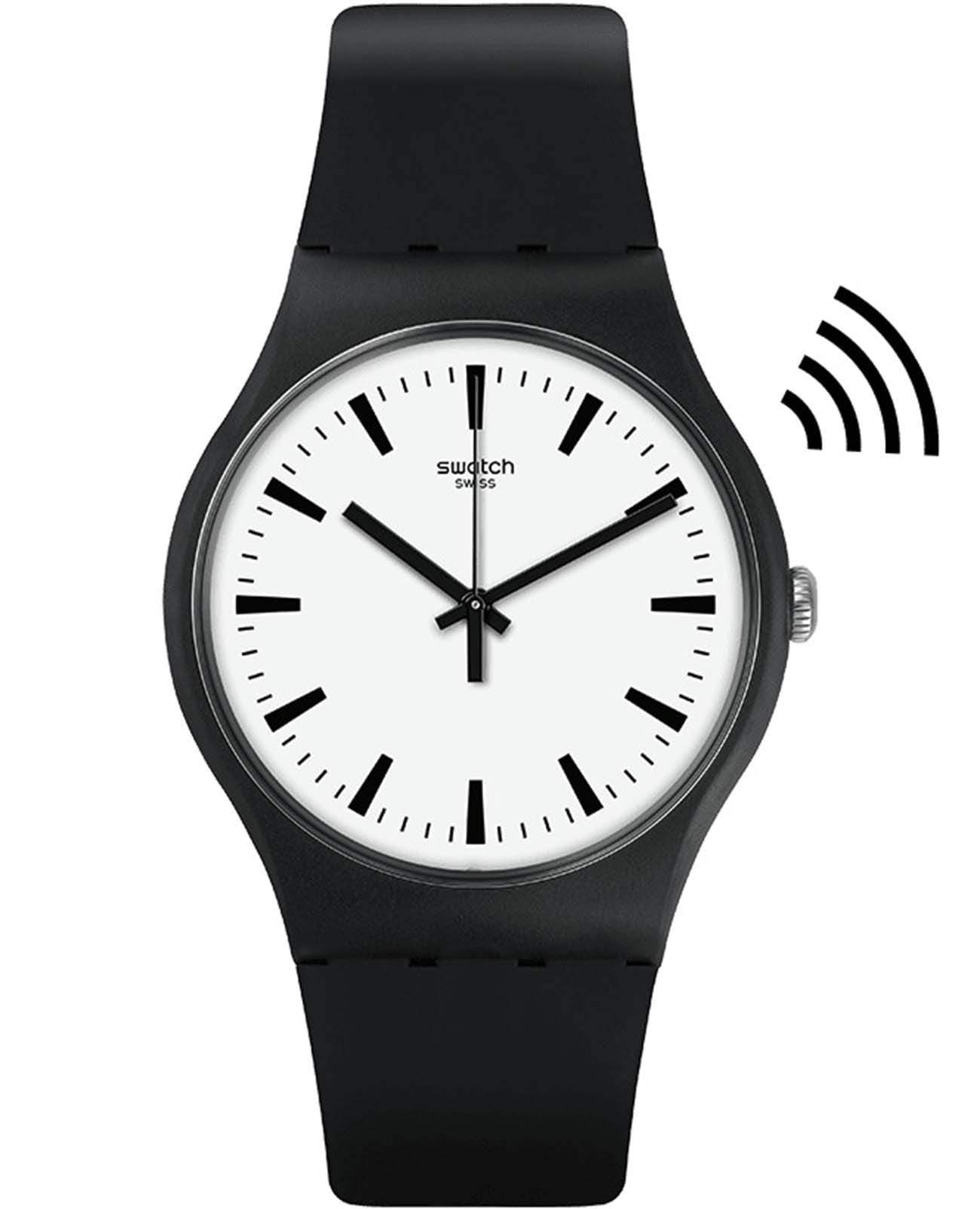 Swatch Swatch New Gent Swatch Pay! SVIB105-5300  SVIB105-5300 кварцевые мужские часы белый циферблат, браслет силикон — вид спереди