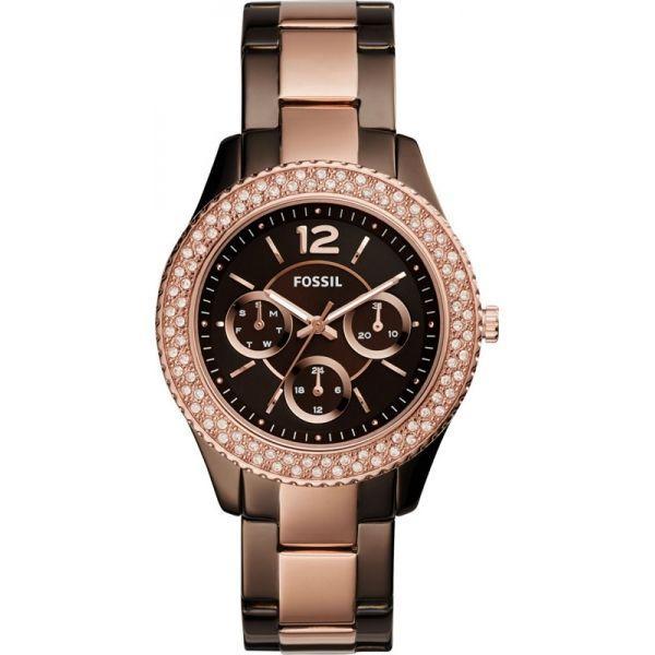 Fossil Fossil Carlie  ES4079  ES4079 кварцевые женские часы коричневый циферблат, браслет  — вид спереди