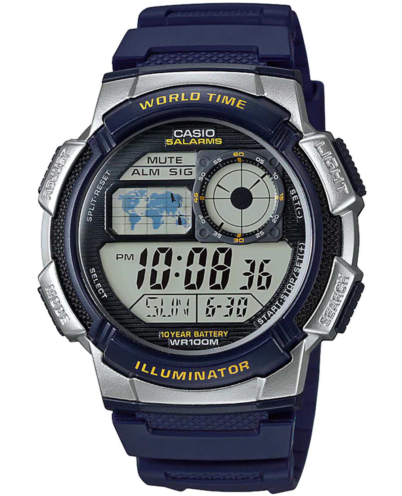 Casio Casio Collection AE-1000W-2AVDF (AE-1000W-2A)  AE-1000W-2A кварцевые мужские часы серый циферблат, браслет пластик — вид спереди
