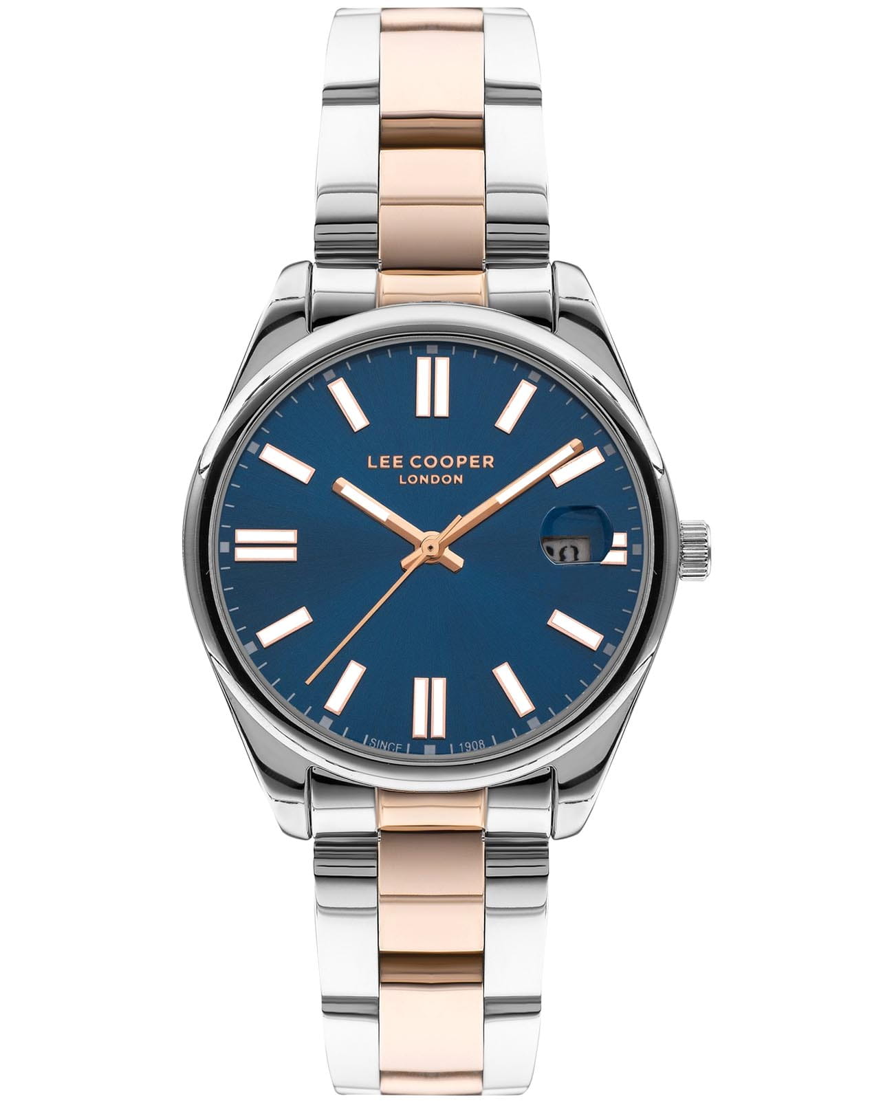 Lee Cooper Lee Cooper LC07566.590  LC07566.590 кварцевые женские часы синий циферблат, браслет нержавеющая сталь с ip-покрытием — вид спереди