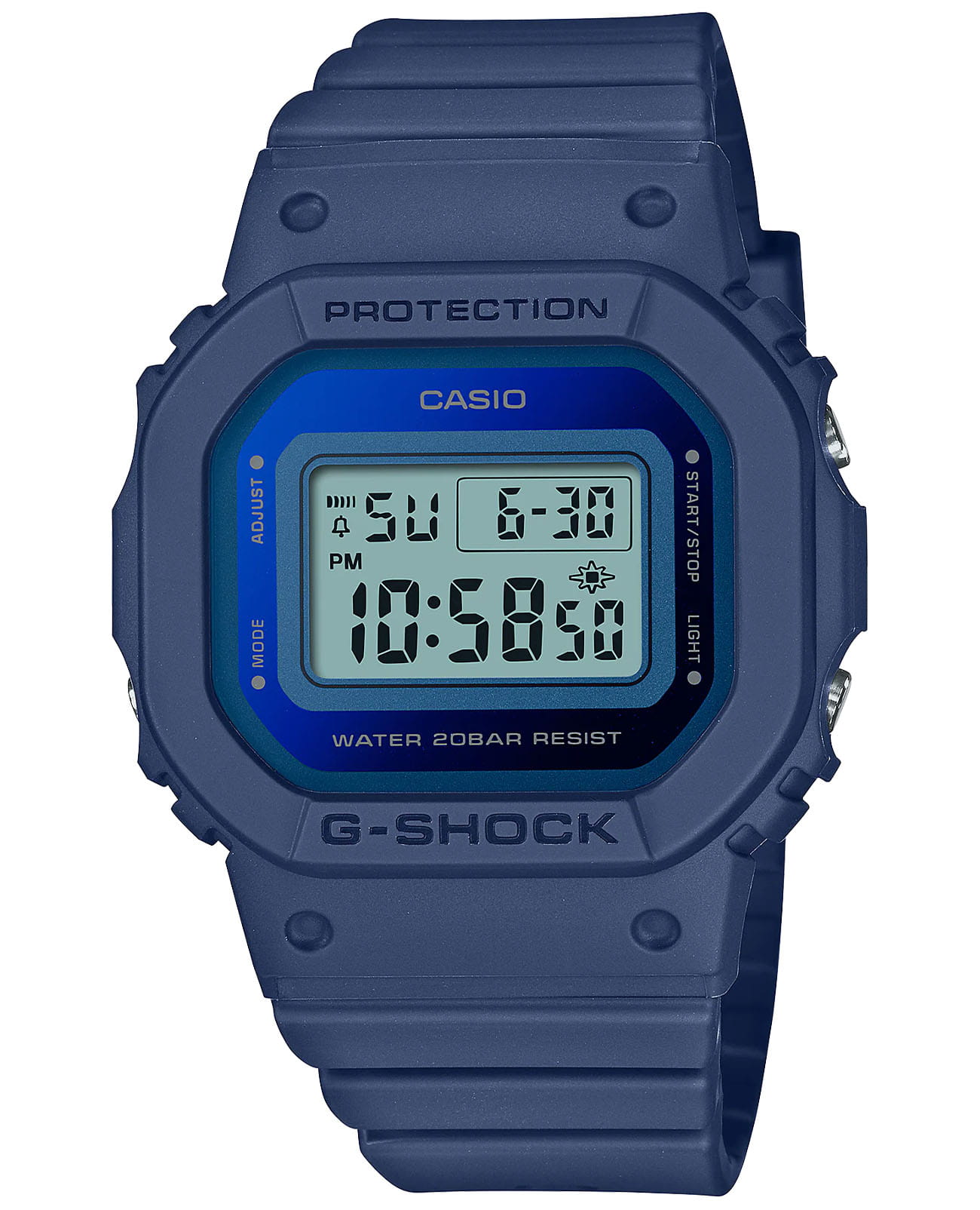 Casio Casio G-Shock GMD-S5600-2DR  GMD-S5600-2DR электронные мужские часы синий циферблат, браслет пластик — вид спереди