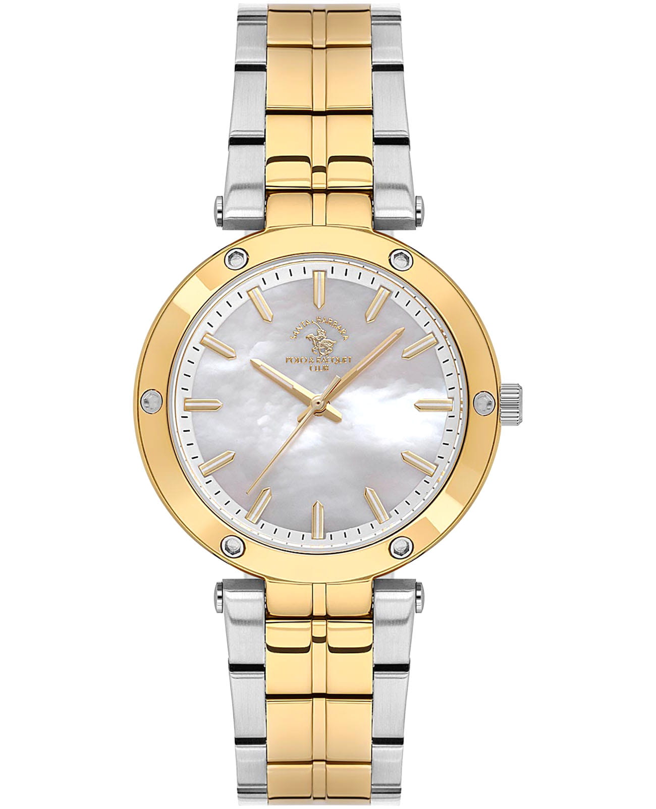 Santa Barbara Polo & Racquet Club Santa Barbara Polo & Racquet Club Unique SB.1.10594-4  SB.1.10594-4 кварцевые женские часы перламутровый циферблат, браслет нержавеющая сталь с ip-покрытием — вид спереди