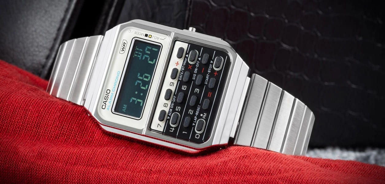 Casio Casio Vintage CA-500WE-7B кварцевые мужские часы часы крупный план  циферблата