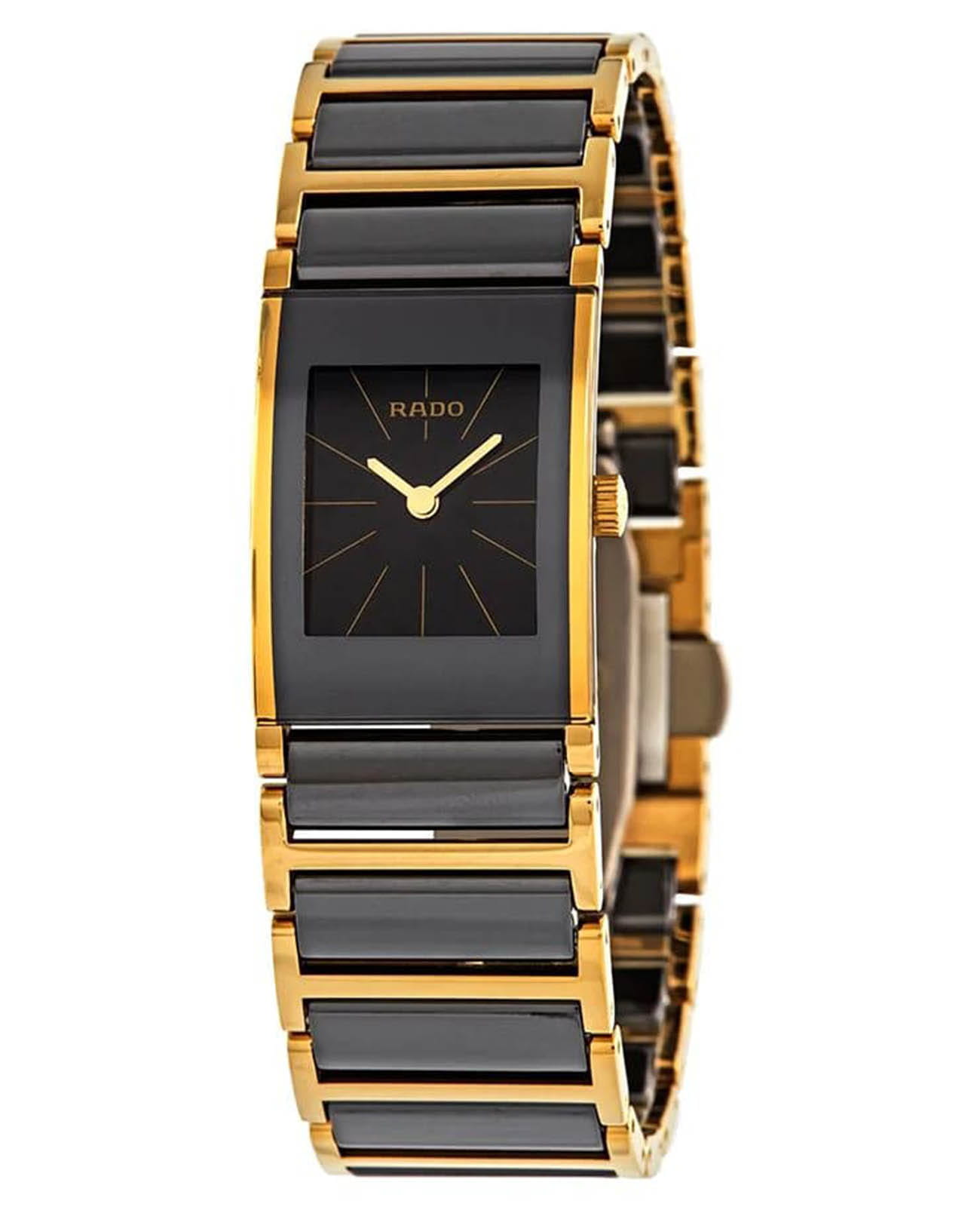 Rado Rado Integral R20789162  R20789162 кварцевые женские часы черный циферблат, браслет сталь + керамические вставки — вид спереди