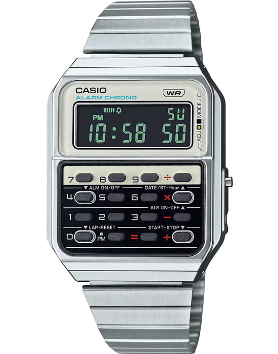 Casio Casio Vintage CA-500WE-7B  CA-500WE-7B кварцевые мужские часы  циферблат, браслет нержавеющая сталь — вид спереди