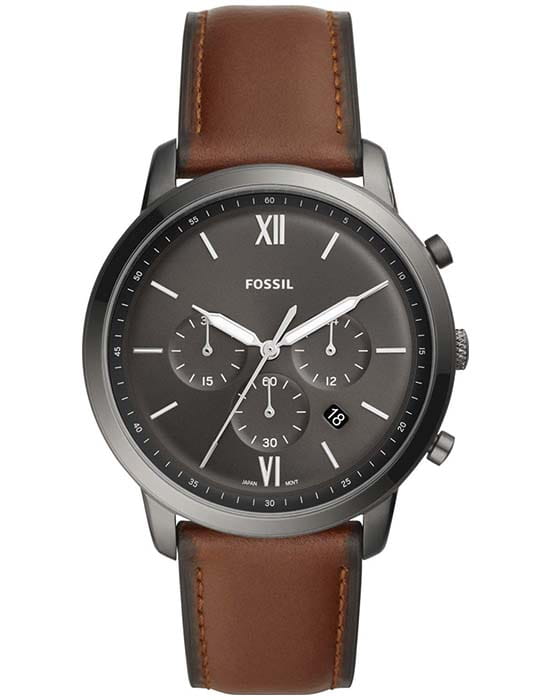 Fossil Fossil FB-01  FS5512  FS5512  мужские часы черный циферблат, браслет кожаный — вид спереди