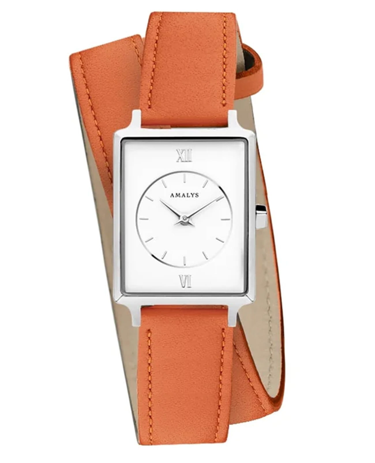 Amalys Amalys Hepburn AMW-206  AMW-206 кварцевые женские часы белый циферблат, браслет кожаный — вид спереди