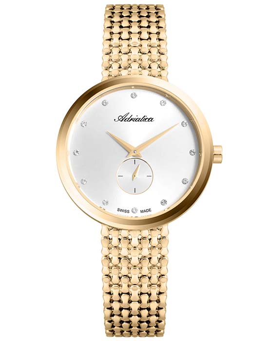 Adriatica Adriatica Essence A3724.1143Q  A3724.1143Q кварцевые женские часы белый циферблат, браслет сталь c pvd покрытием — вид спереди