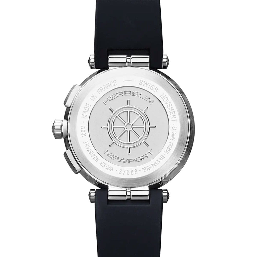Herbelin Herbelin Newport Chrono 37688A35CB,  франция мужские часы на браслете каучук боковой вид