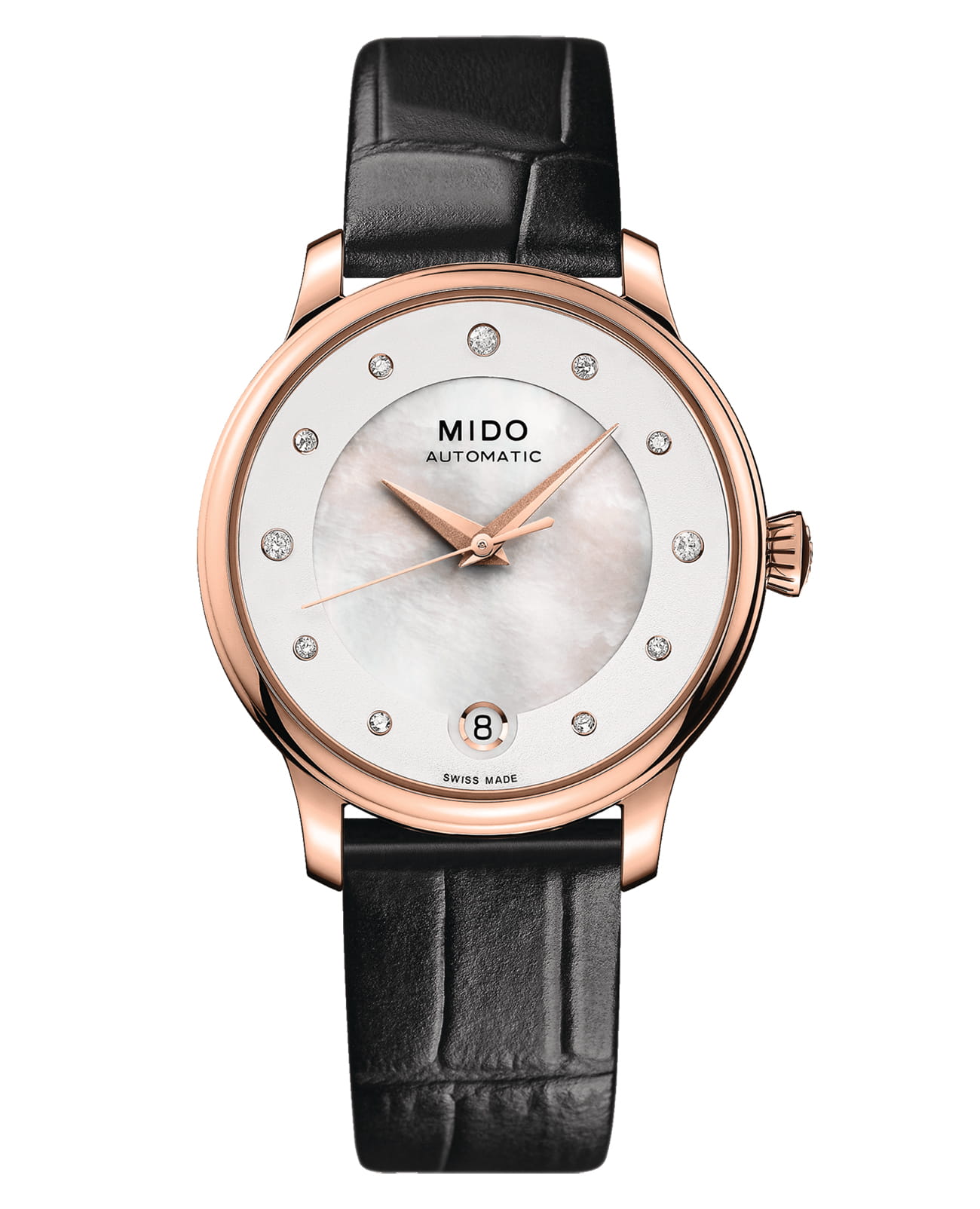 Mido Mido Baroncelli Lady Day M039.207.36.106.00  M0392073610600 механические женские часы  циферблат, браслет кожаный — вид спереди