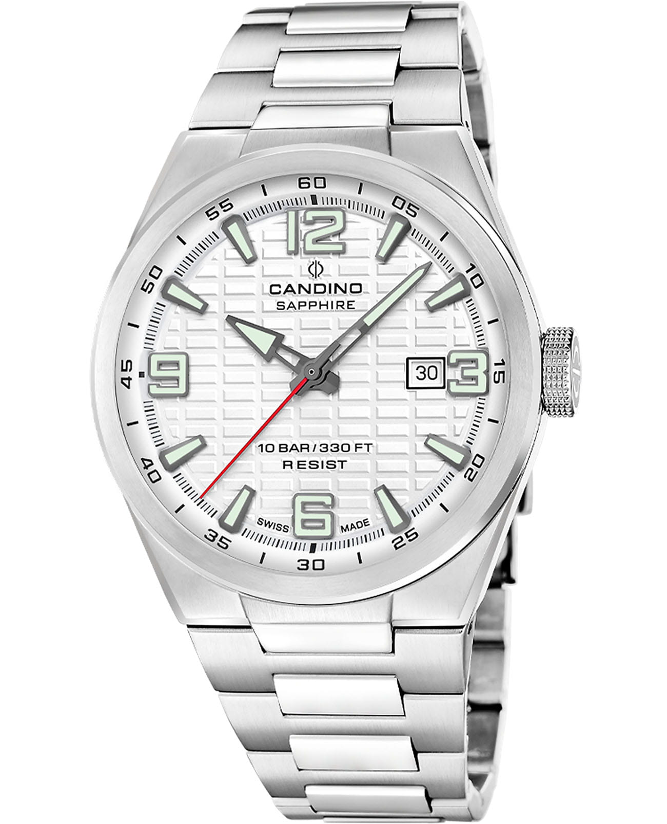 Candino Candino Series 1947 C4797/1  C4797/1 кварцевые мужские часы белый циферблат, браслет нержавеющая сталь — вид спереди