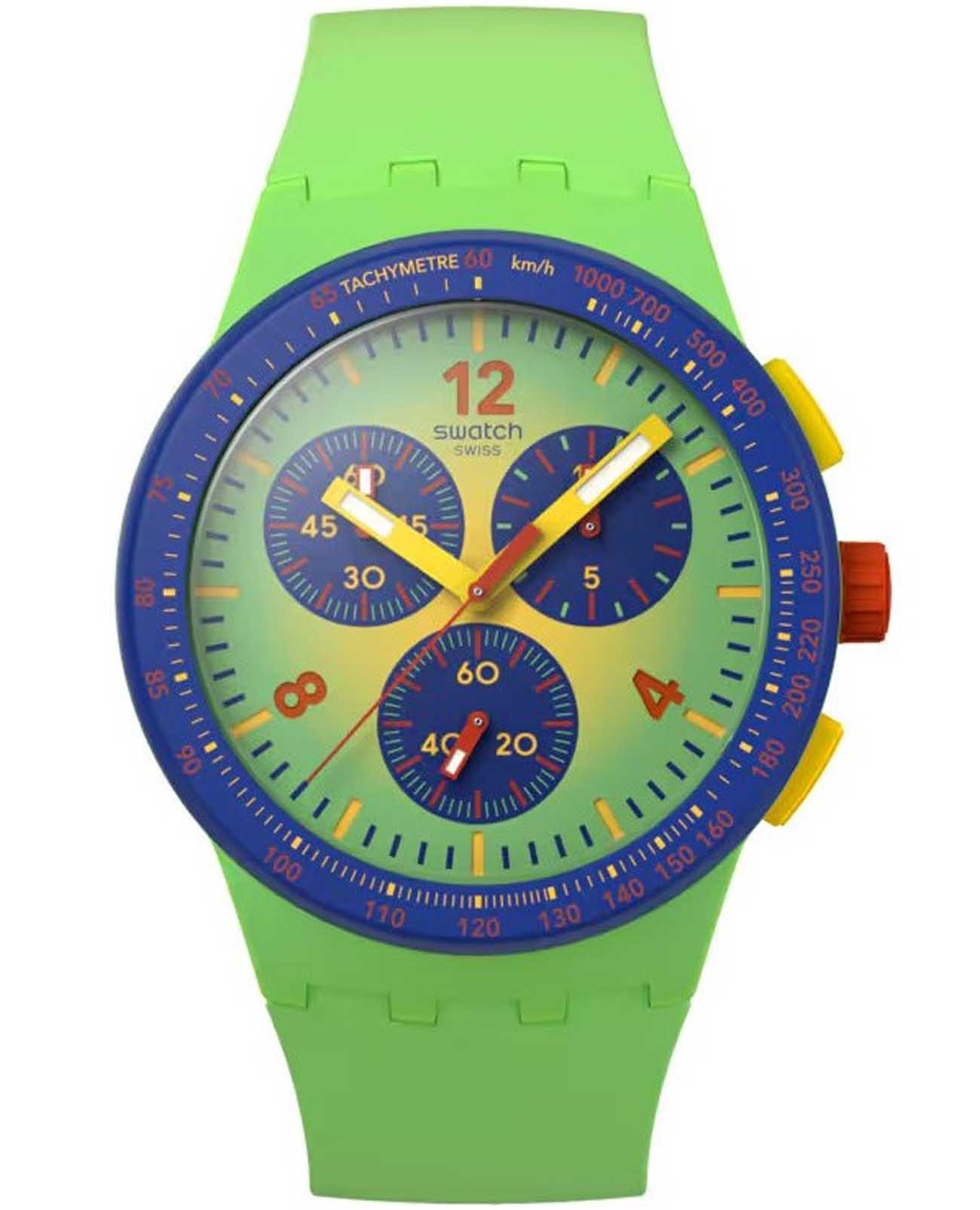 Swatch Swatch Essentials SUSG101  SUSG101 кварцевые мужские часы цветной циферблат, браслет силикон — вид спереди