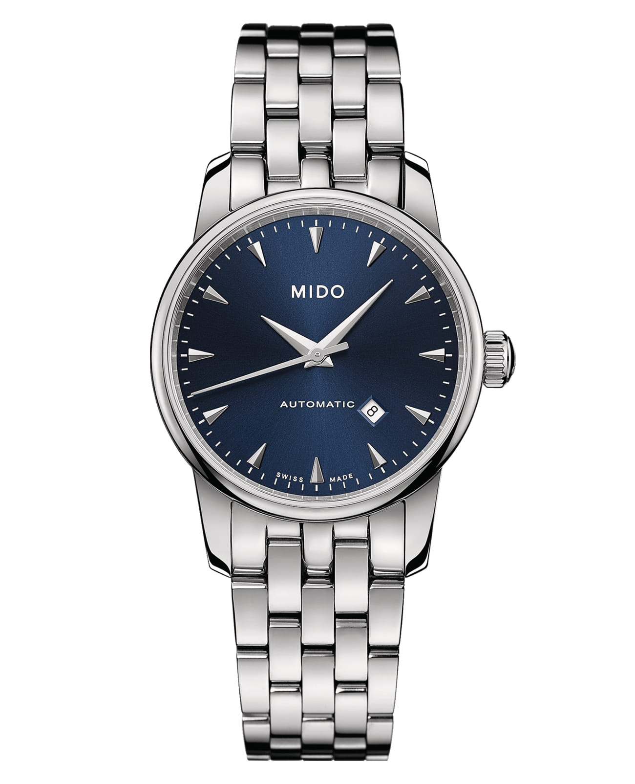 Mido Mido Baroncelli Midnight Blue Lady M7600.4.15.1  M76004151 механические женские часы синий циферблат, браслет нержавеющая сталь — вид спереди