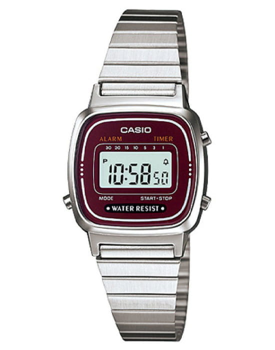 Casio Casio Vintage LA670WA-4DF  LA670WA-4DF кварцевые женские часы синий циферблат, браслет нержавеющая сталь — вид спереди