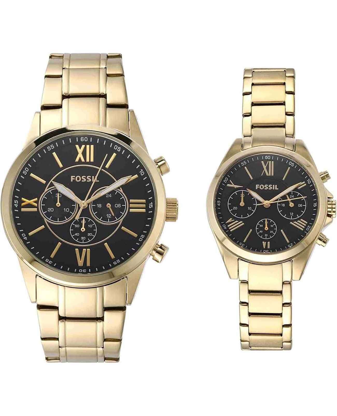 Fossil Fossil Gift Set BQ2400SET  BQ2400SET кварцевые  черный циферблат, браслет нержавеющая сталь с ip-покрытием — вид спереди