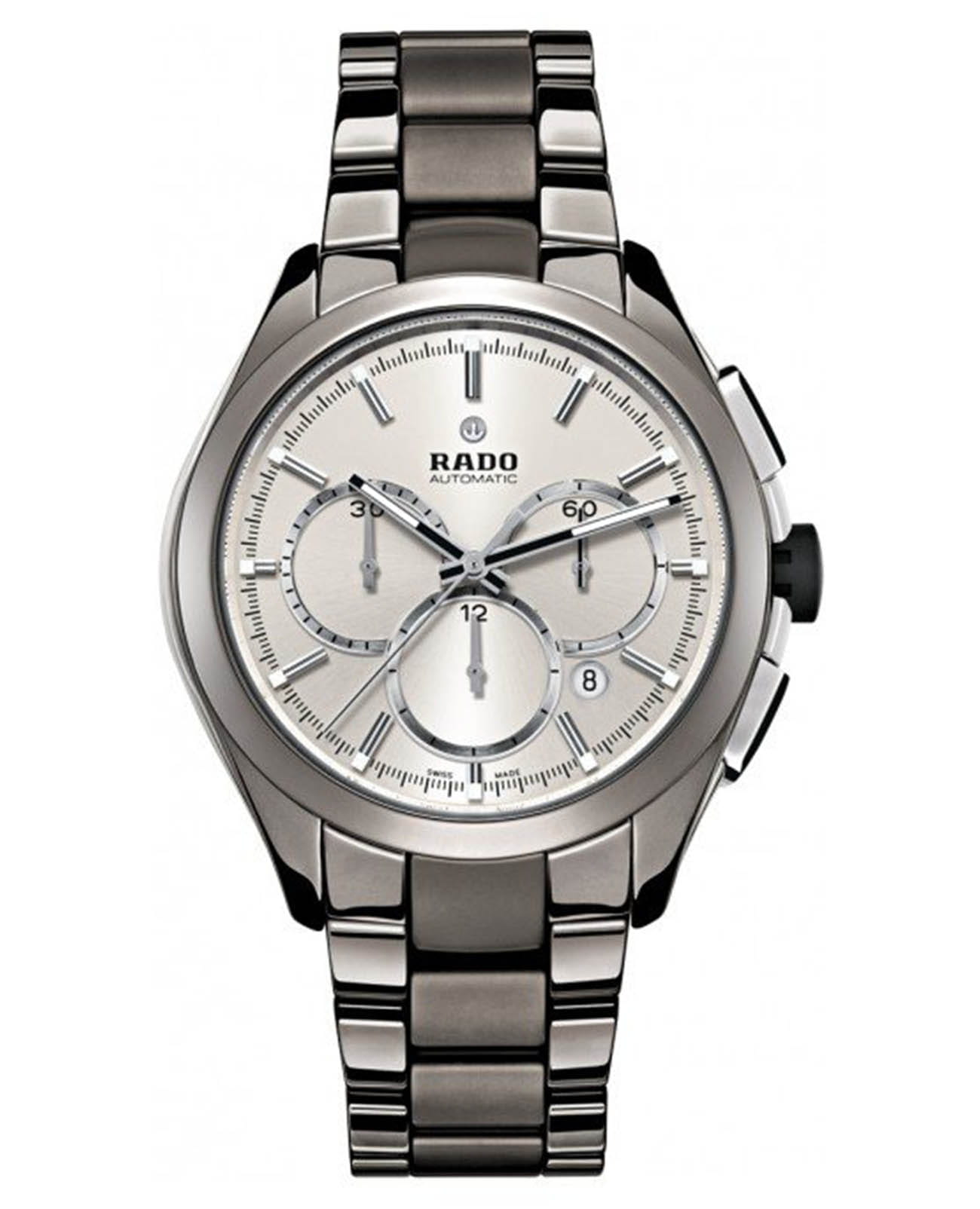 Rado Rado HyperChrome R32276102 Automatic R32276102 механические мужские часы серый циферблат, браслет плазменная керамика — вид спереди