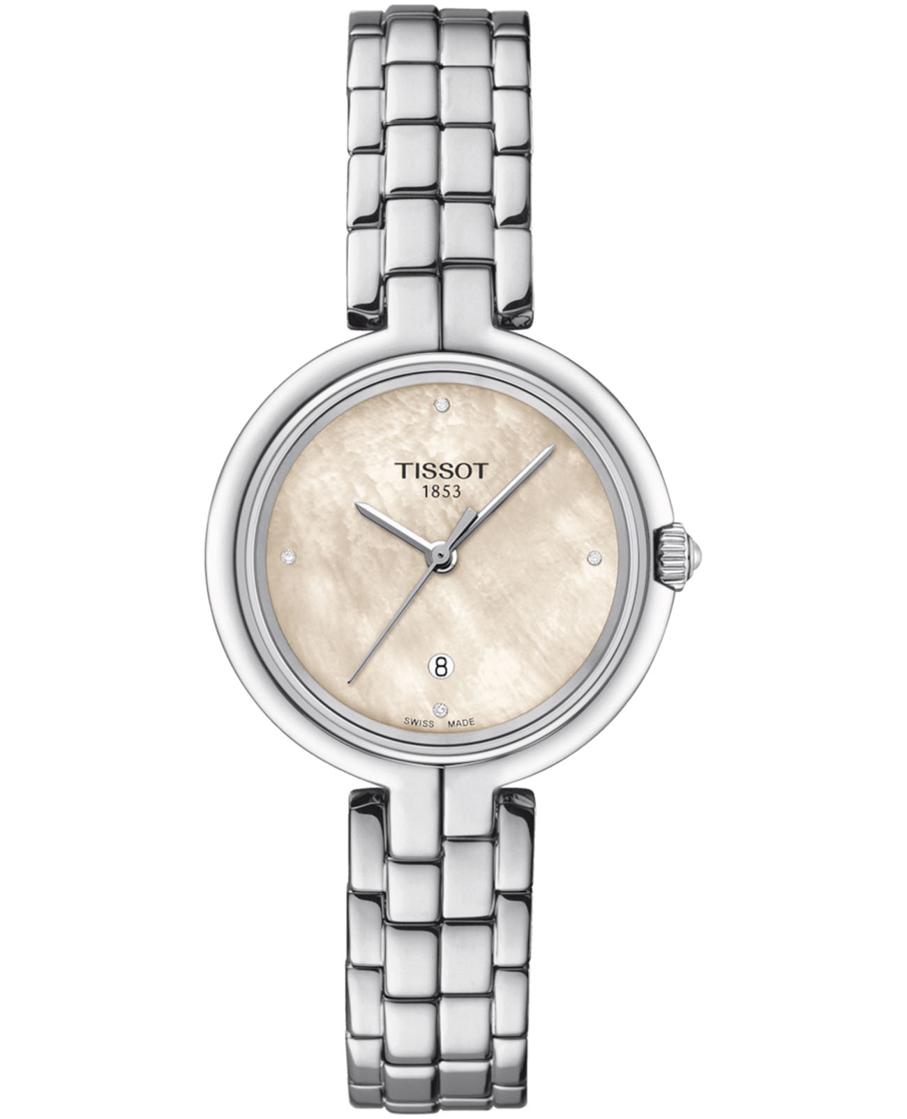 Tissot Tissot Flamingo T094.210.11.116.02 Flamingo T0942101111602 кварцевые женские часы перламутровый циферблат, браслет нержавеющая сталь — вид спереди