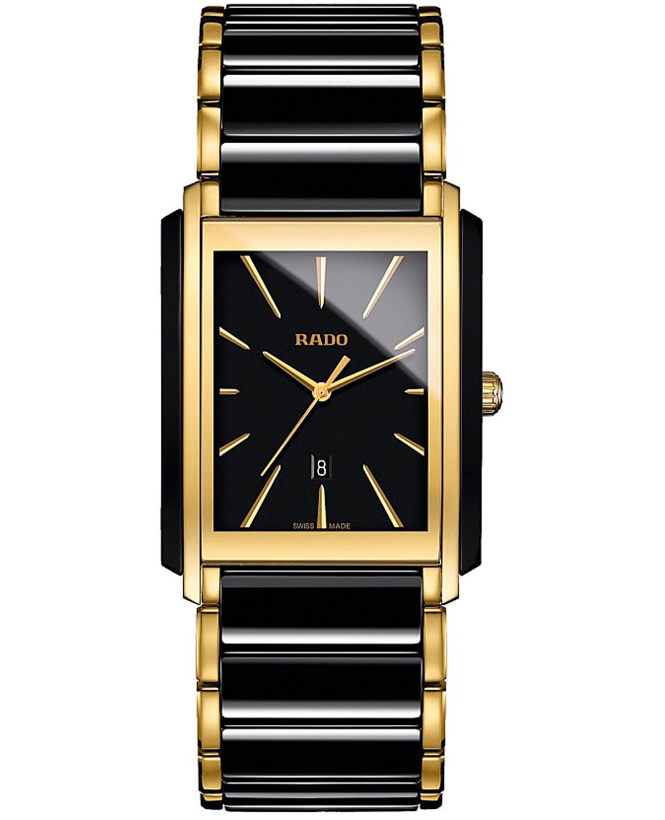 Rado Rado Integral R20968152  R20968152 кварцевые мужские часы черный циферблат, браслет сталь + pvd + керамика — вид спереди