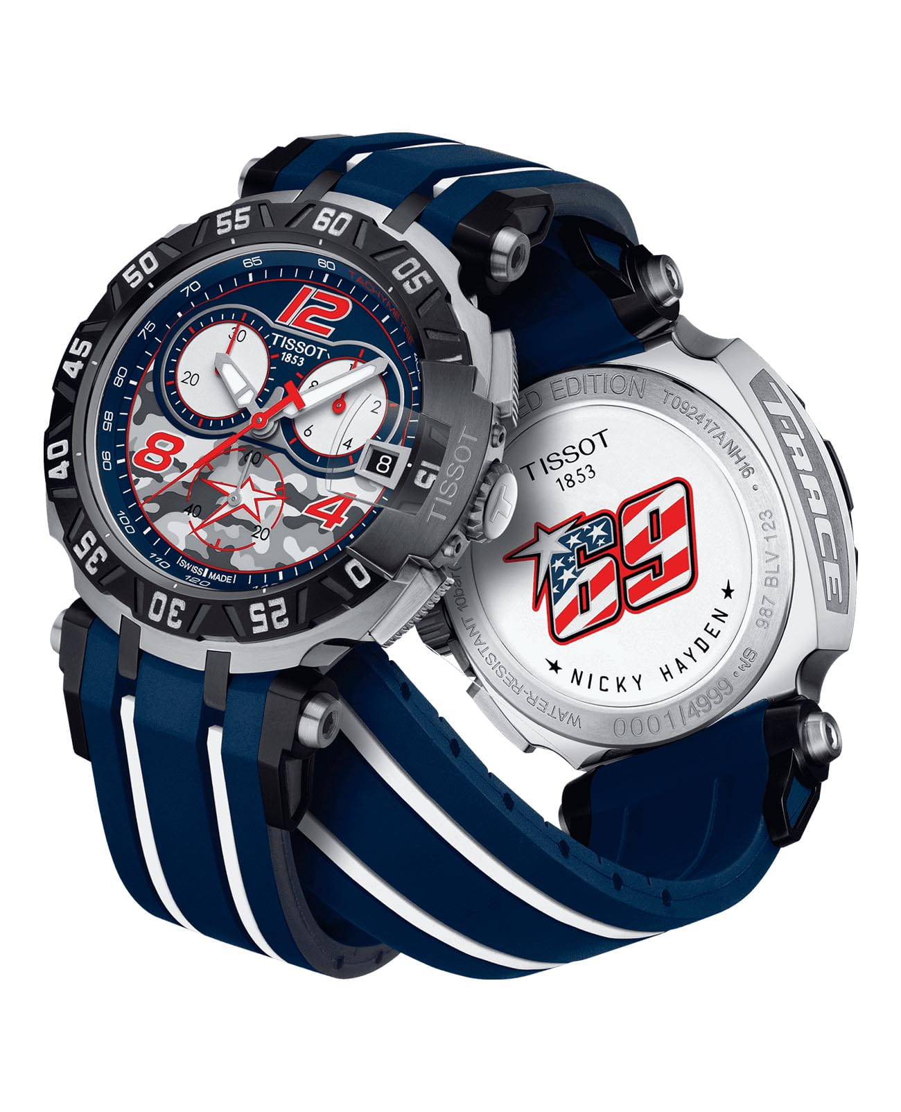 Tissot Tissot T-Race Quartz Chronograph Nicky Hayden 2016 T092.417.27.057.03, t-sport швейцария мужские часы на браслете каучук боковой вид