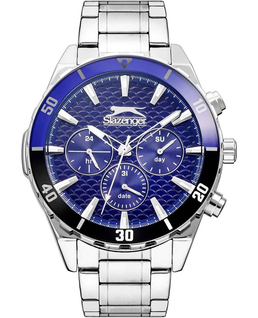 Slazenger Slazenger SL.09.2236.2.06  SL.09.2236.2.06 кварцевые мужские часы синий циферблат, браслет нержавеющая сталь — вид спереди