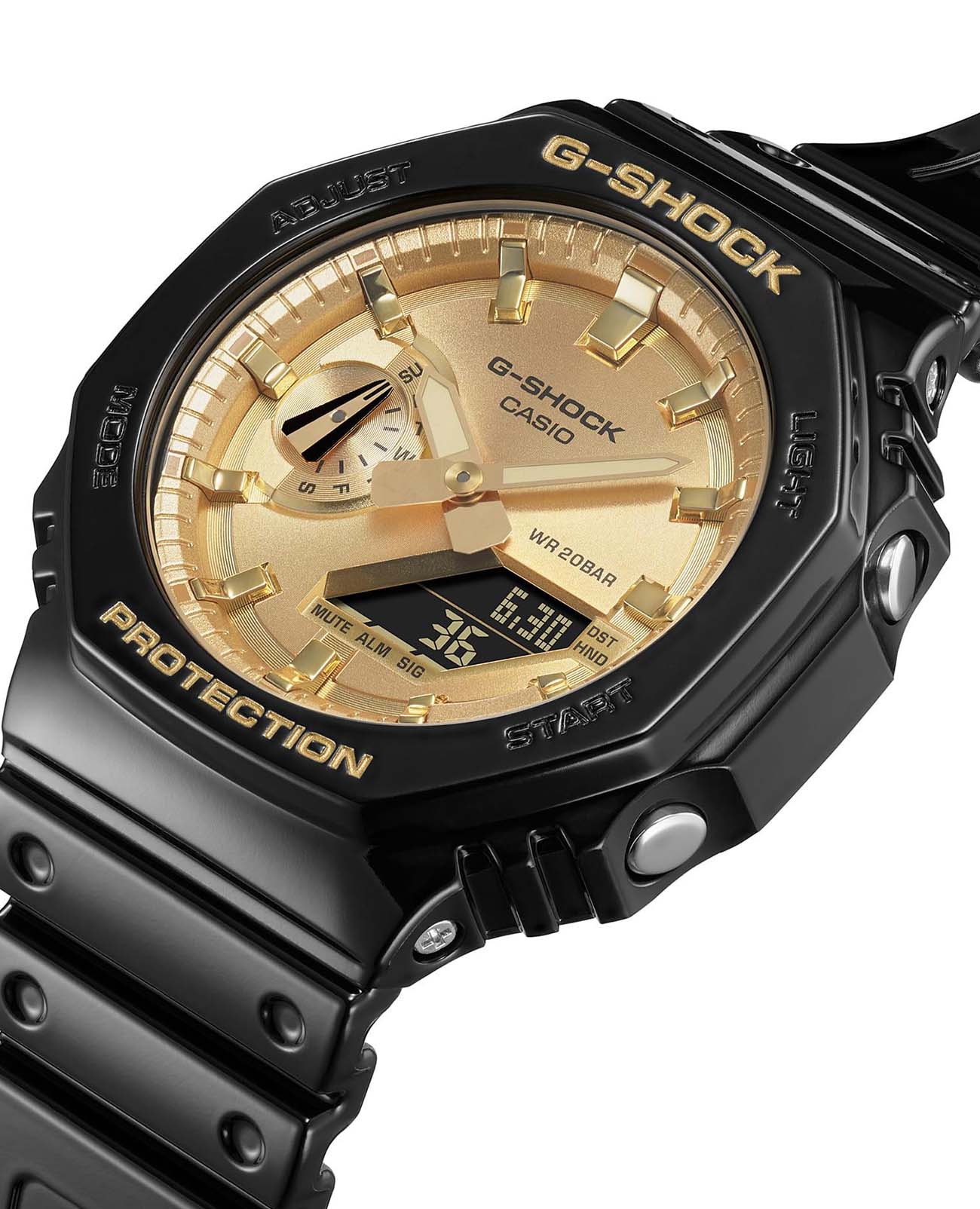 Casio Casio G-Shock GA-2100GB-1AER, g-shock япония мужские часы на браслете пластик боковой вид