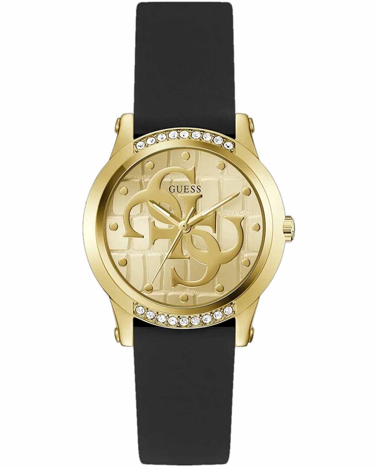 Guess Guess Trend GW0860L1  GW0860L1 кварцевые женские часы золотой циферблат, браслет силикон — вид спереди